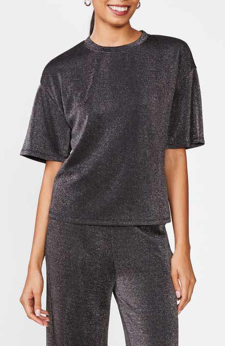 Oversized Glitter Knit T-Shirt