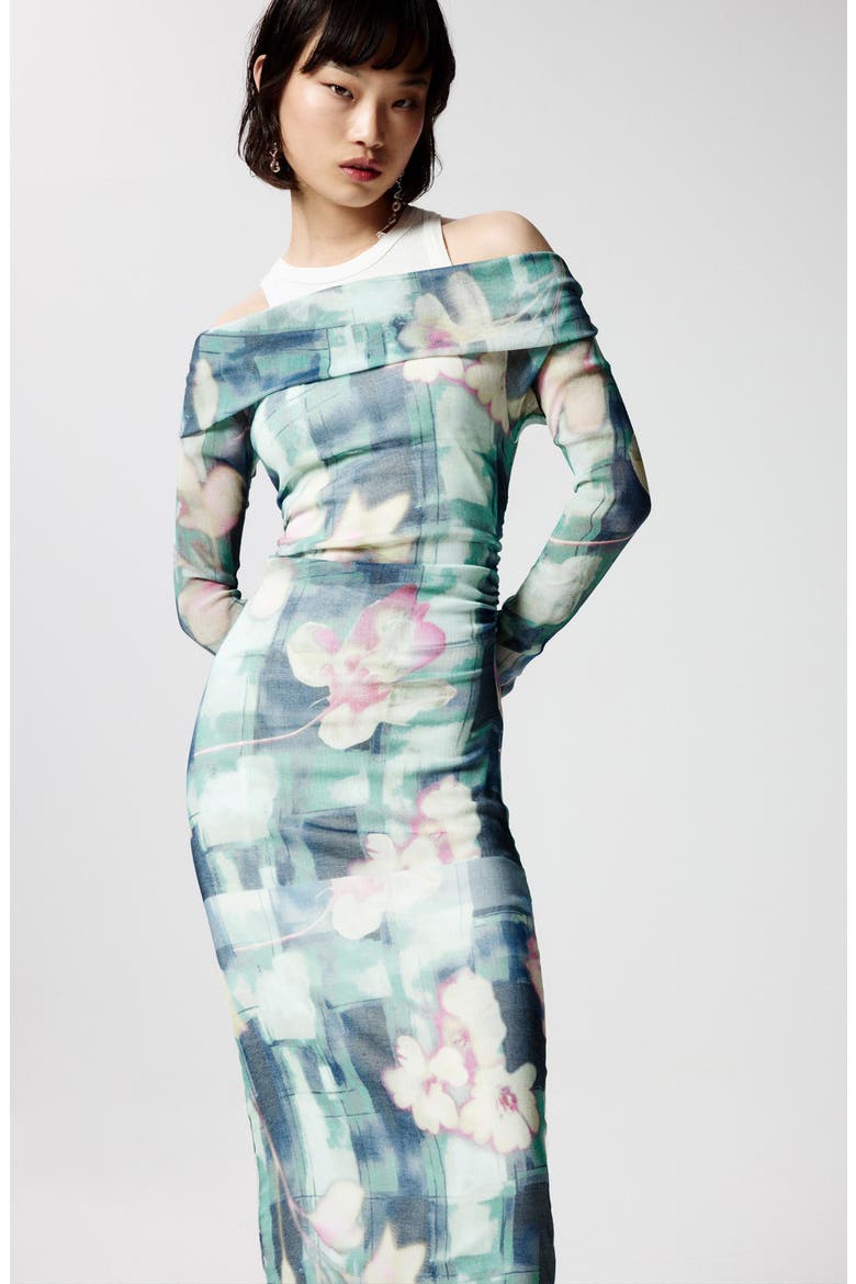 Floral Long Sleeve Dress & Tank Dress Set, Alternate, color, ANTHRACITE GRAY