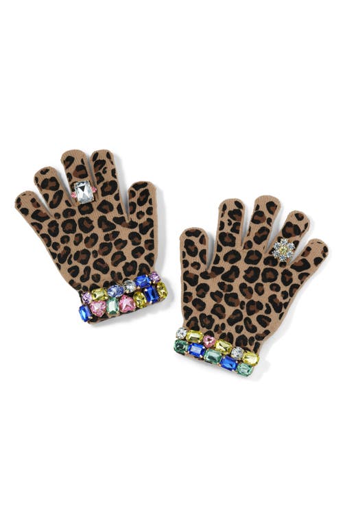 Super Smalls Kids' Embellished Leopard Print Gloves in Brown Multi  product