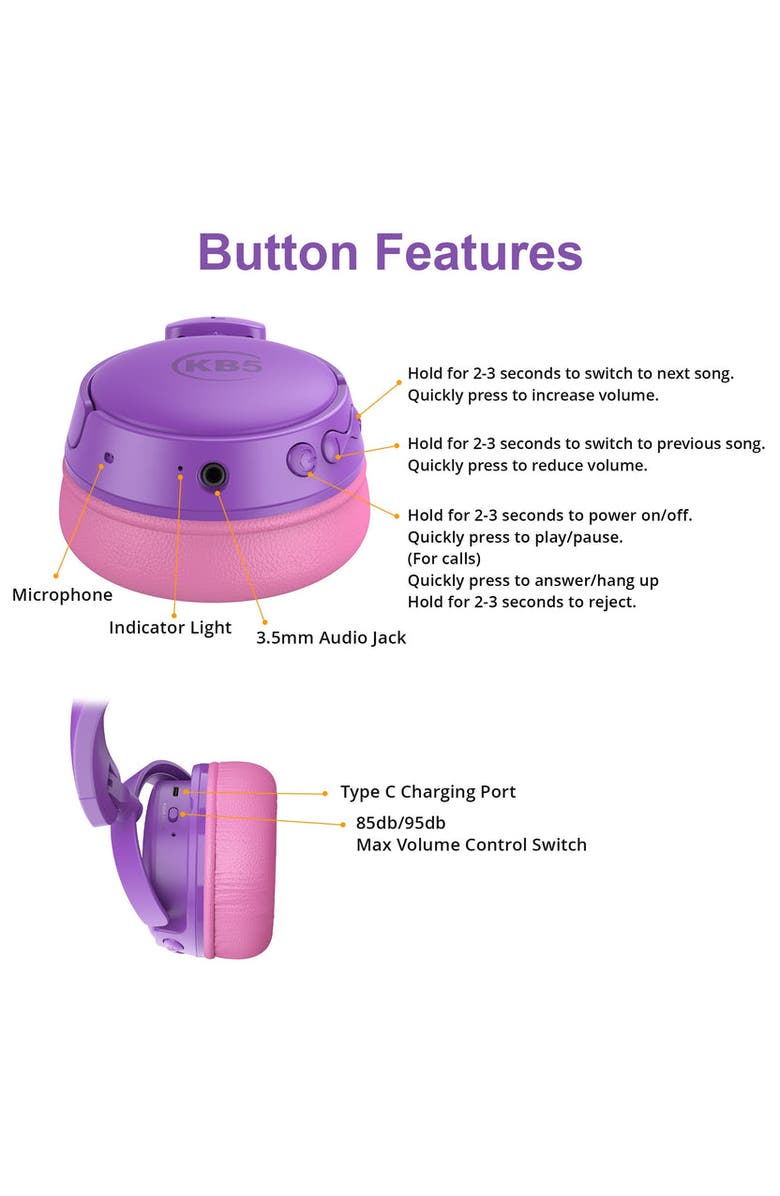 CONTIXO Kids Aluminium Frame Bluetooth Headphones, Alternate, color, Green