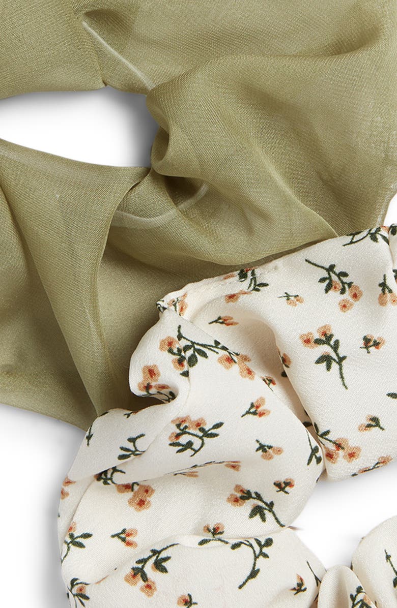 Chelsea28 3-Pack Chiffon Scrunchies, Alternate, color, Green Multi