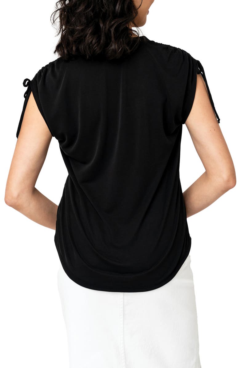 GIBSONLOOK Cinched Shoulder Cap Sleeve T-Shirt, Alternate, color, Black