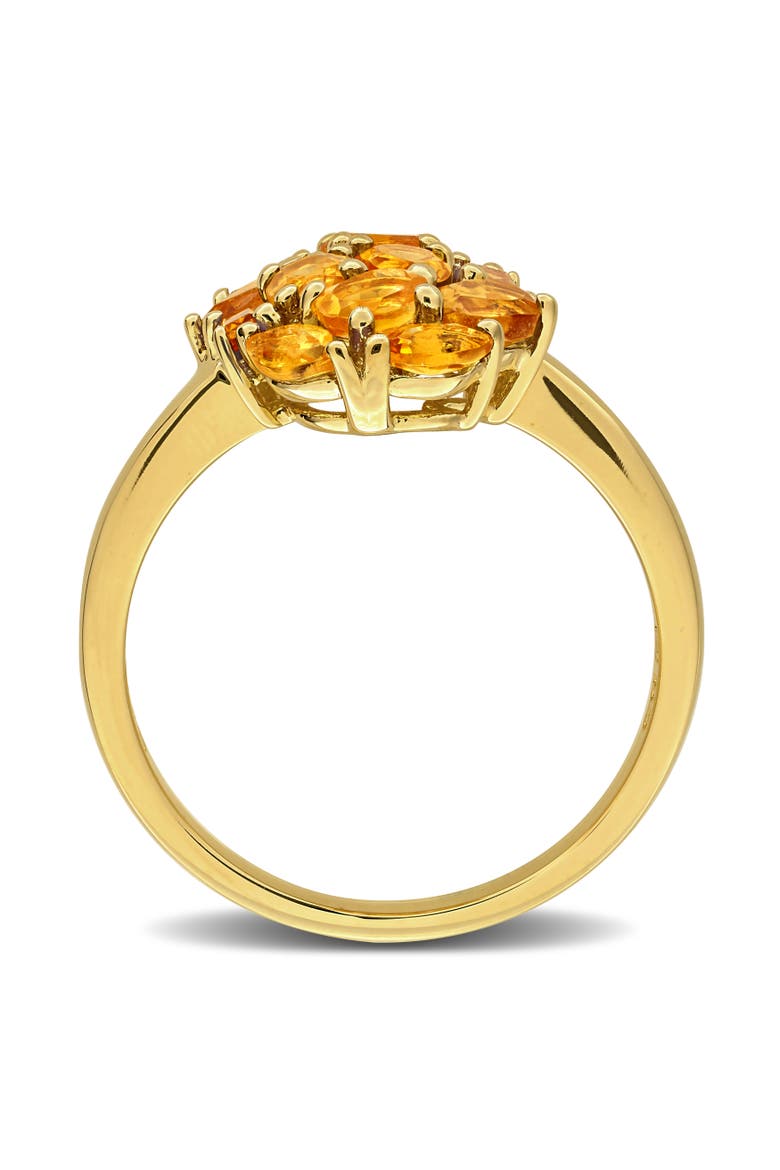 Gemstone Cluster Oval Cocktail Ring, Alternate, color, Citrine/Yellow-Plated Silver