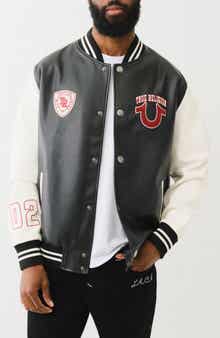 Faux Leather Varsity Jacket