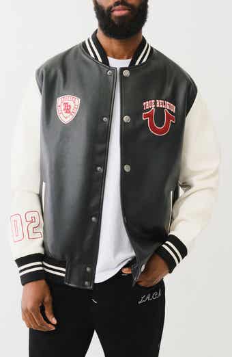 Faux Leather Varsity Jacket