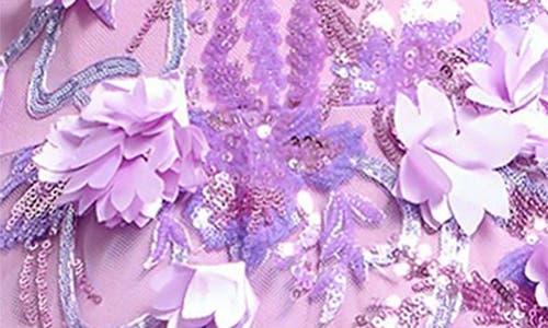 Shop Dress The Population Melissa Sequin Floral Appliqué Strapless Gown In Lilac Multi