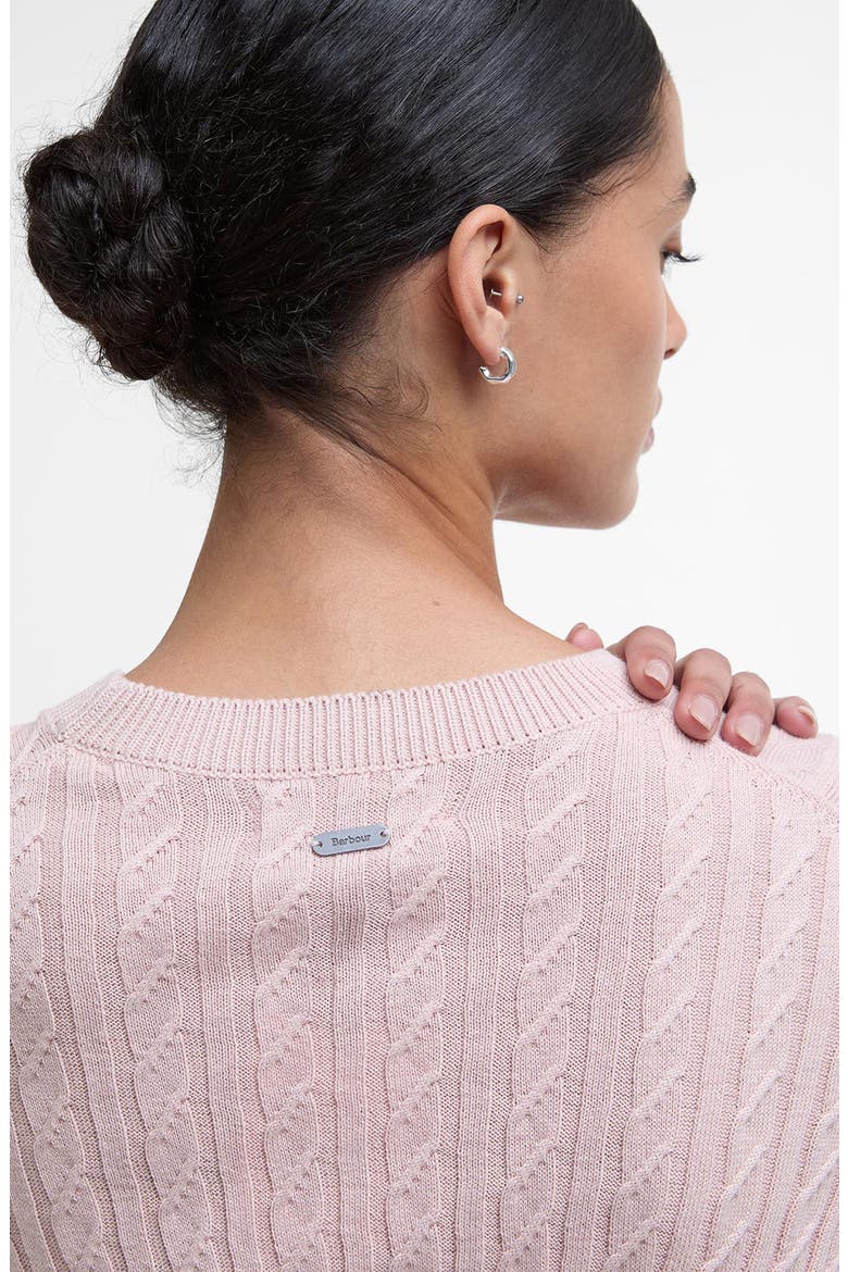 Hartland Cotton Cable Crewneck Sweater, Alternate, color, PRIMROSE PINK