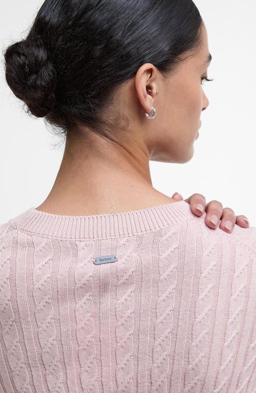 Barbour Hartland Cotton Cable Crewneck Sweater In Primrose Pink