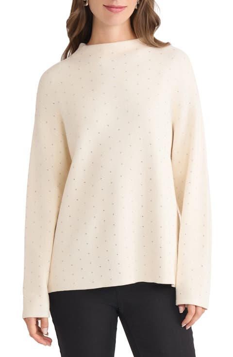 Rhinestone Mock Neck Sweater (Regular & Petite)