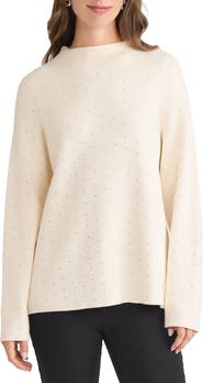 Jones New York Rhinestone Mock Neck Sweater