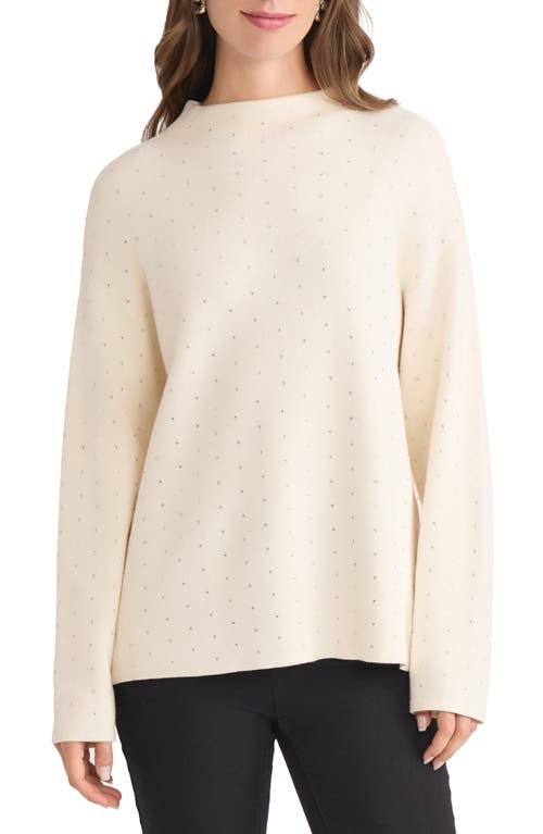 Jones New York Rhinestone Mock Neck Sweater In Neutral