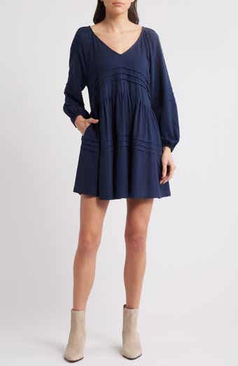 Treasure & Bond Pintuck Long Sleeve Minidress