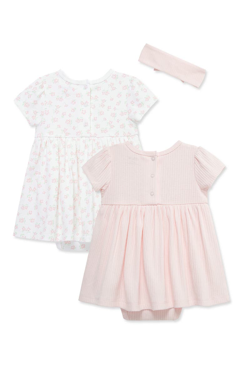 Pretty Floral 2-Pack Organic Cotton Dresses & Headband Set, Alternate, color, PINK