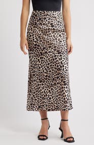 NIKKI LUND Ione Leopard Print Satin Slip Skirt
