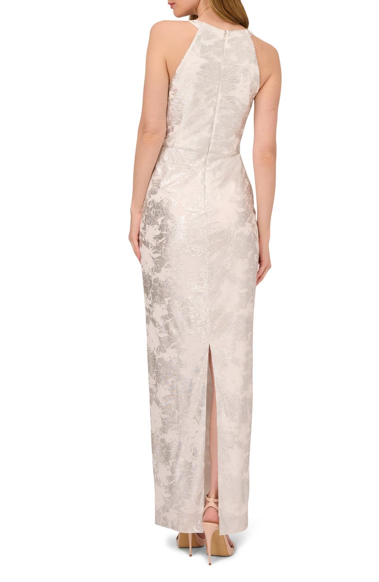 Adrianna Papell Foil Floral Embroidered Column Gown, Alternate, color, 