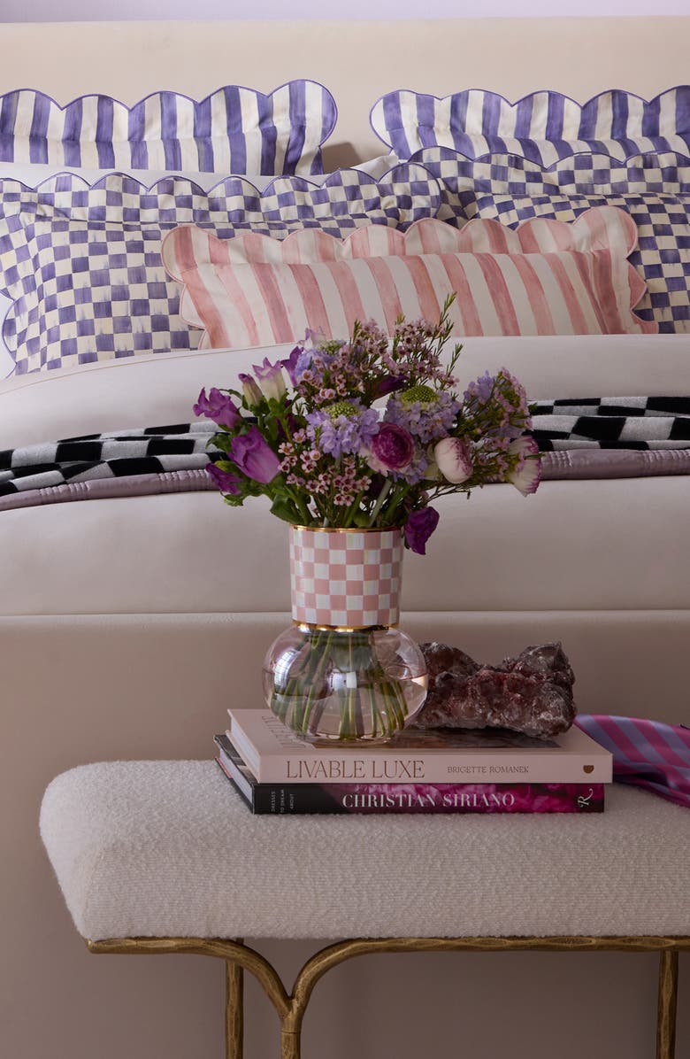 MACKENZIE CHILDS Rosy Check Glass Vase, Alternate, color, Rosy