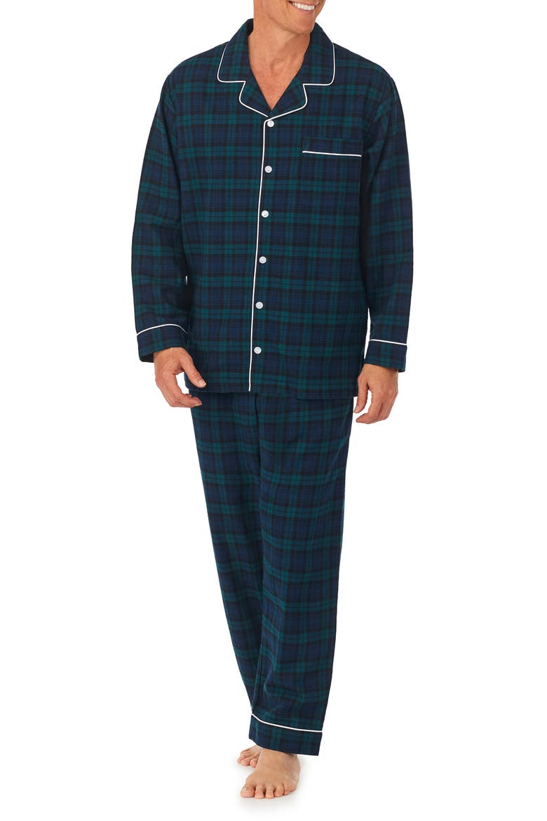 Plaid Flannel Pajamas, Alternate, color, BLUE/GRN