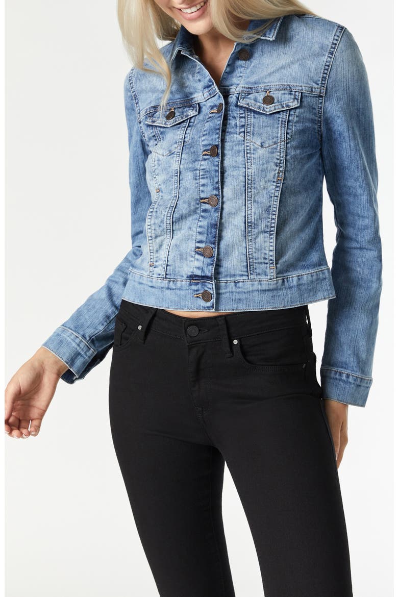 Samantha Denim Trucker Jacket, Main, color, BLEACH RANDOM NOLITA