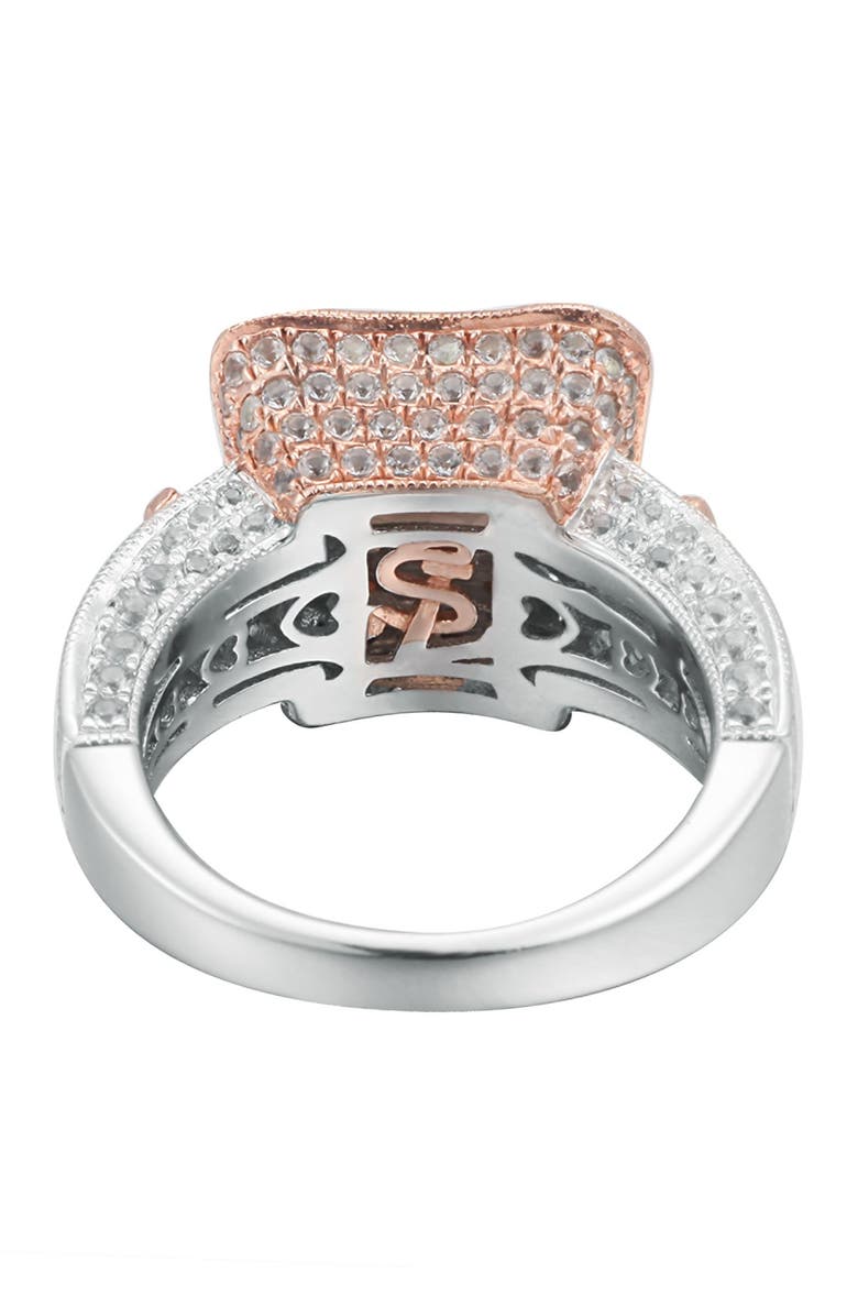 SUZY LEVIAN Two-Tone Sterling Silver Round Blue Topaz Ring, Alternate, color,