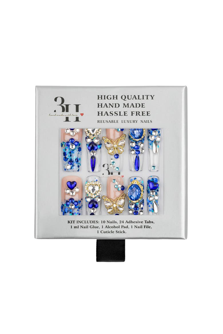 3H Luxury Handmade Press-on Nails - Sapphire Spell, Alternate, color, Blue/Beige