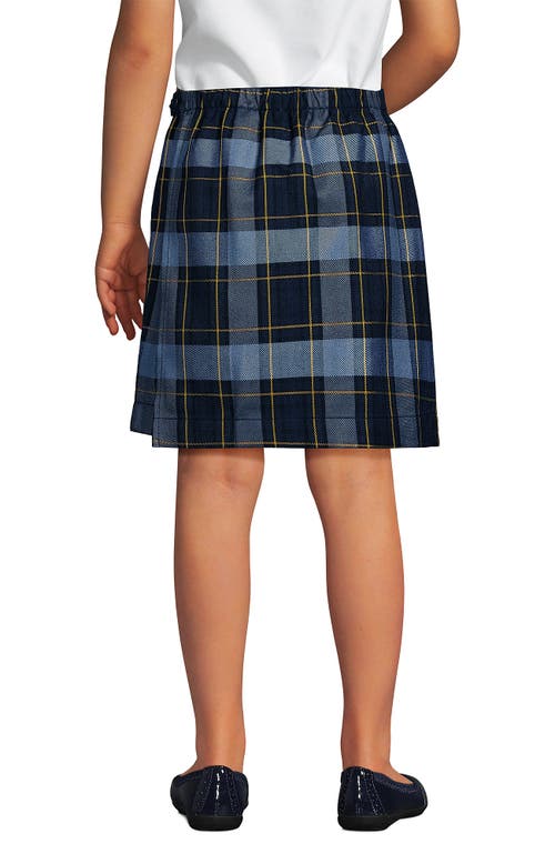 Lands' End School Uniform Girls Plaid A Line Tab Skort Top Of Knee In Blue