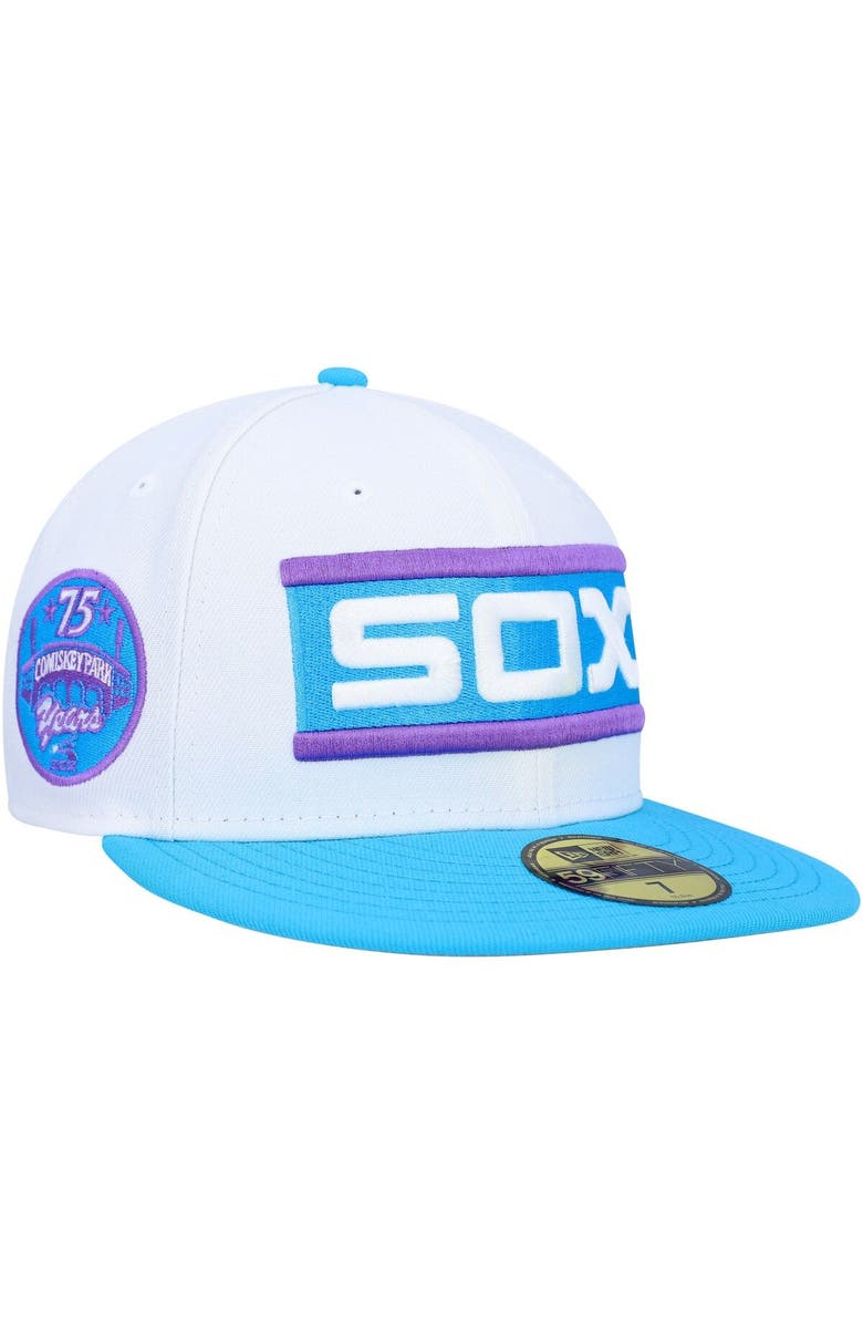 New Era Men's New Era White Chicago White Sox Comiskey Park 75th Anniversary Vice 59FIFTY Fitted Hat, Main, color, White