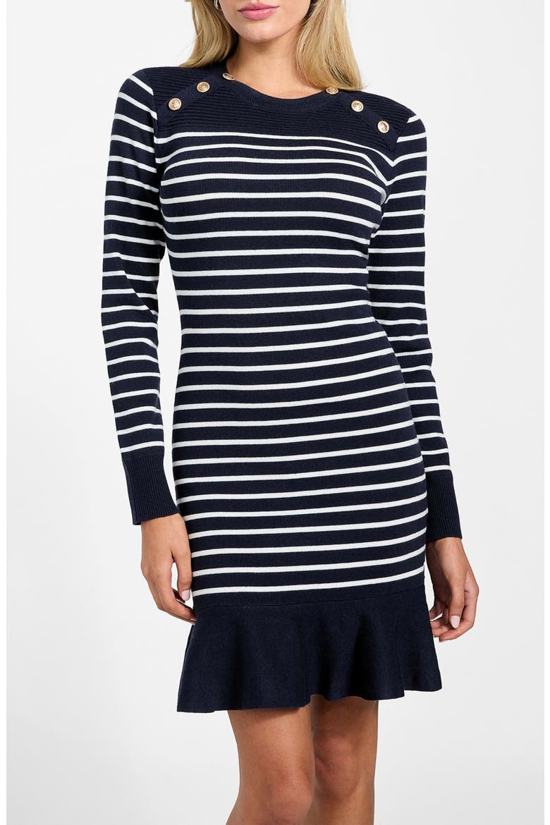 Helen Stripe Long Sleeve Sweater Dress, Alternate, color, MEDIUM BLUE