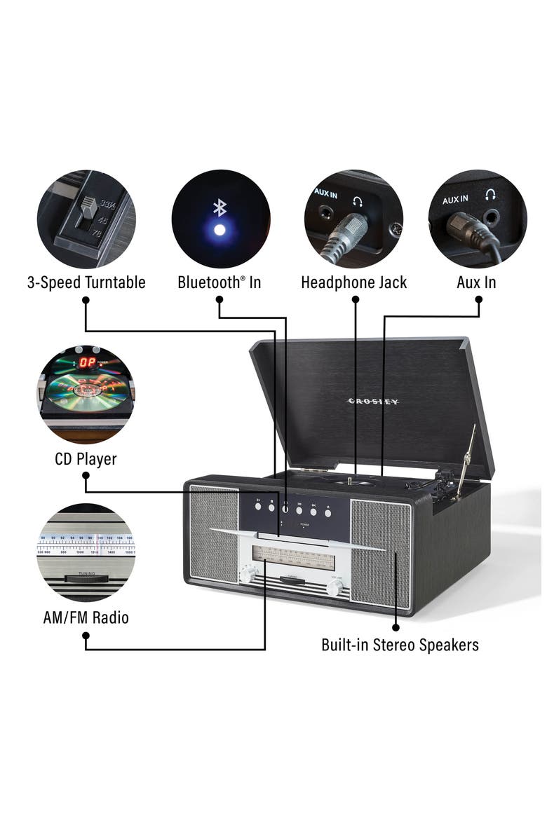 Rhapsody 7-in-1 Record Player, Alternate, color, BLACK