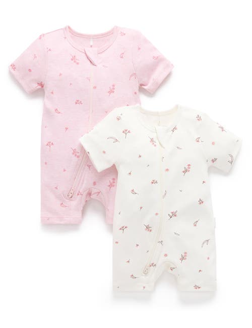 Purebaby 2 Pack Short Zip Romper