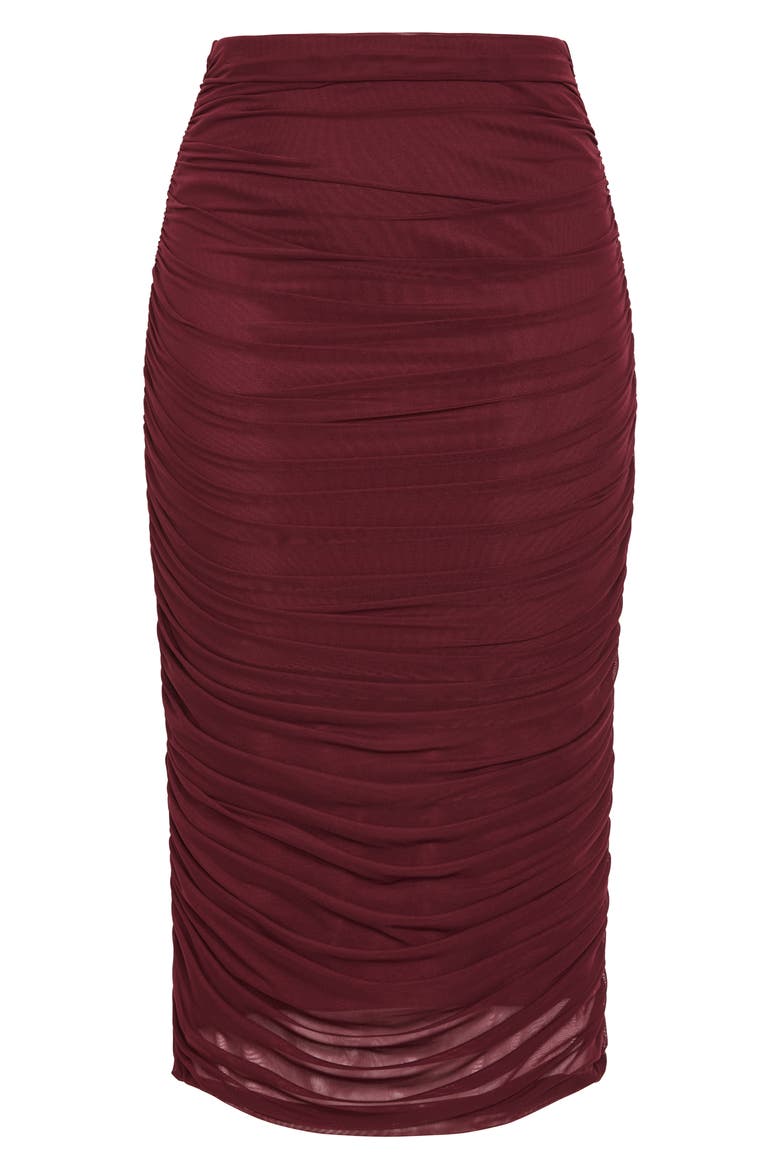 Livia Mesh Overlay Pencil Skirt, Alternate, color, CHOCOLATE CHERRY