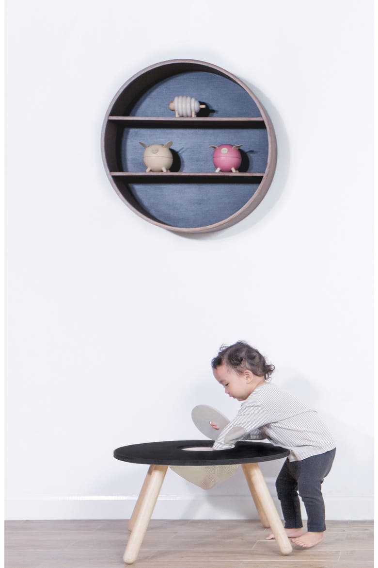 Round Chalkboard Table, Alternate, color, BROWN