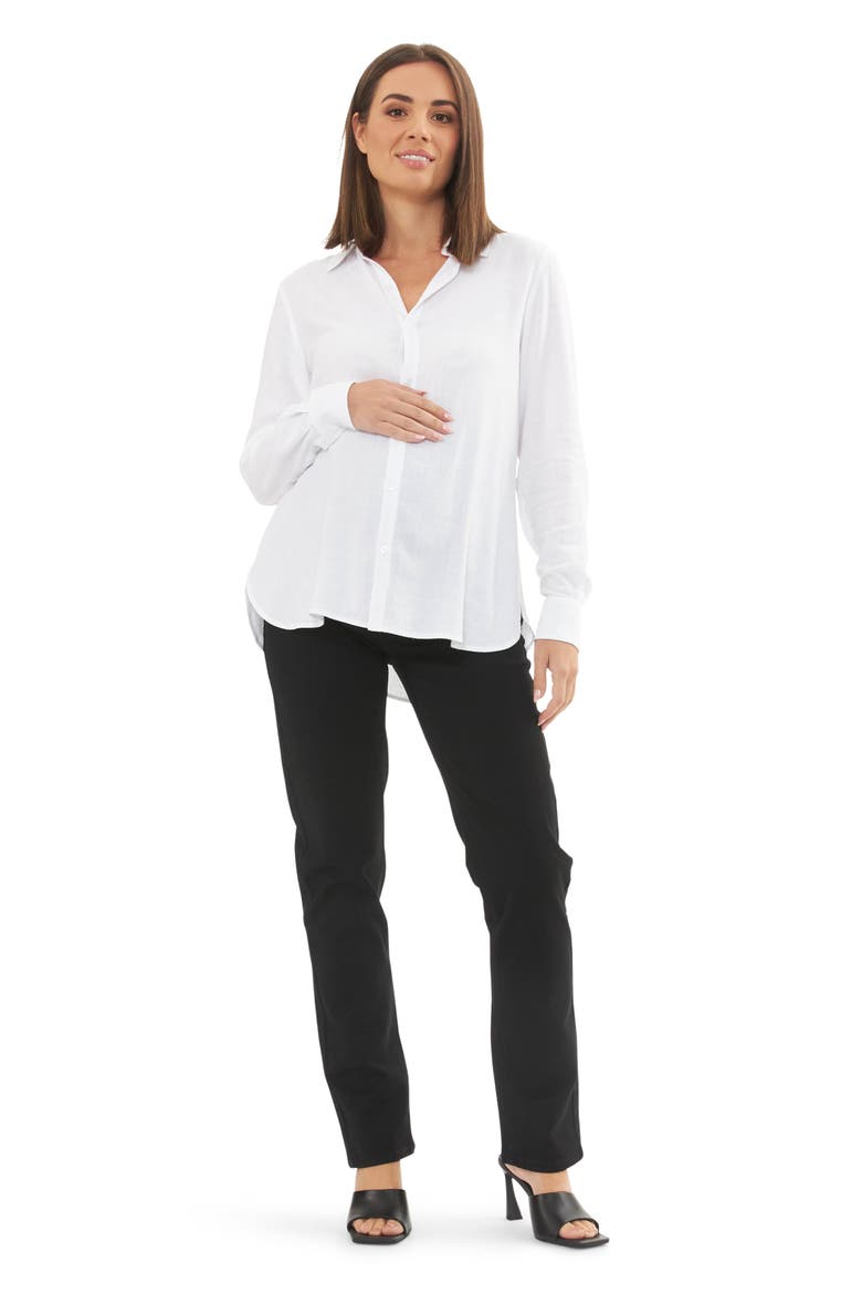 Clara Button Down Maternity Shirt, Alternate, color, WHITE