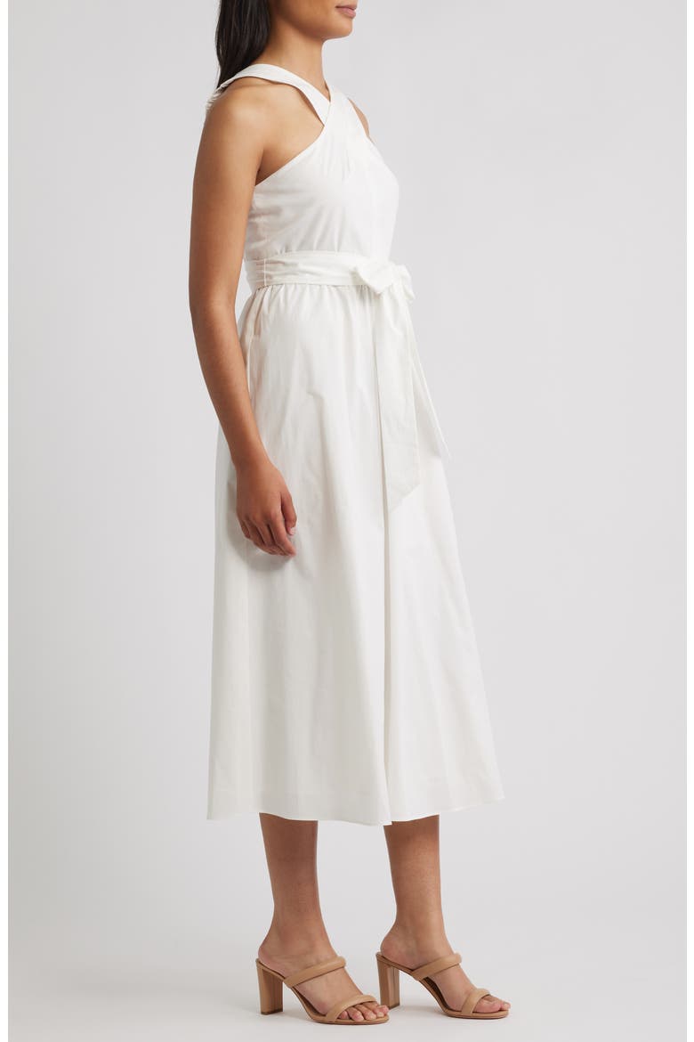 criss cross halter dress midi Donna Karan Women's Sleeveless Cross-Front Midi Halter Dress in Canyon Brown, Size 4