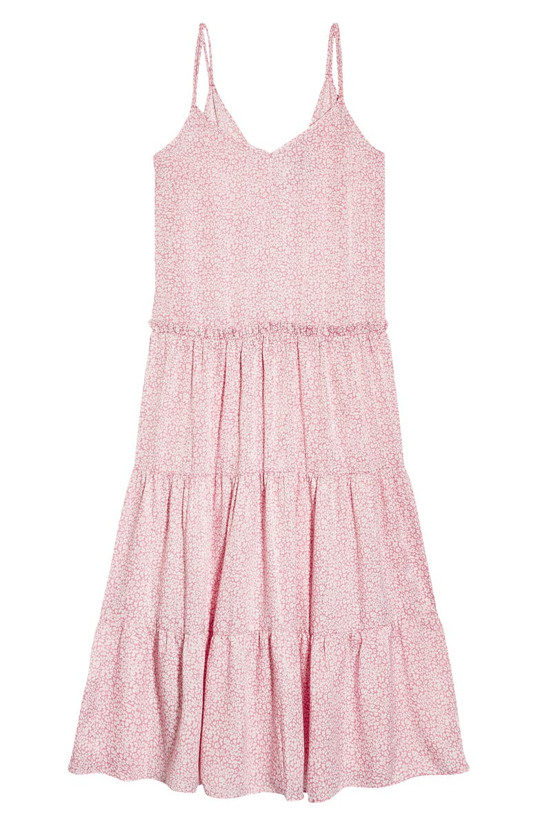 Topshop Floral Print Tiered Satin Slipdress, Alternate, color,