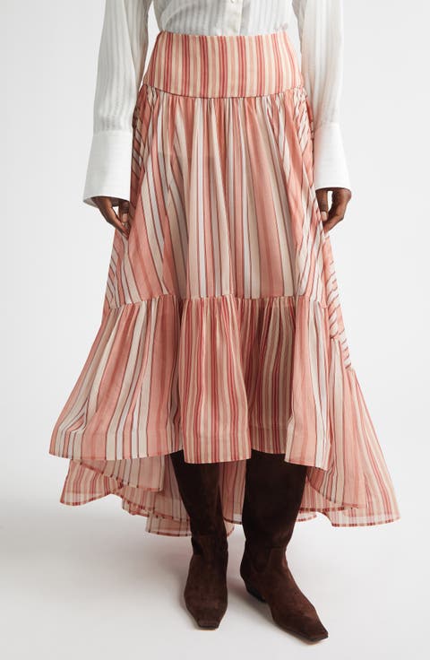 Rebellion Bohemian Stripe Tiered Maxi Skirt (Regular & Petite)