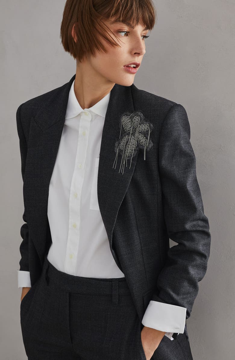 Brunello Cucinelli Sharkskin blazer, Alternate, color, 