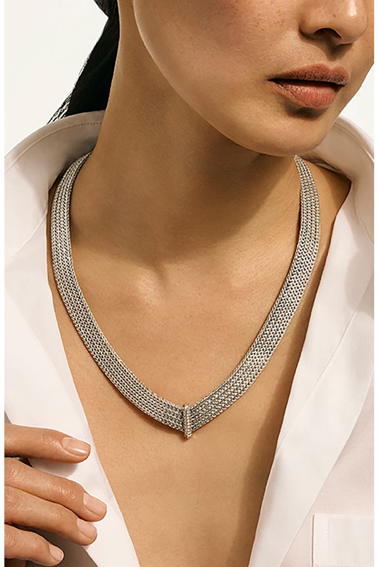 Icon Sterling Silver Diamond Link Necklace, Alternate, color, SILVER