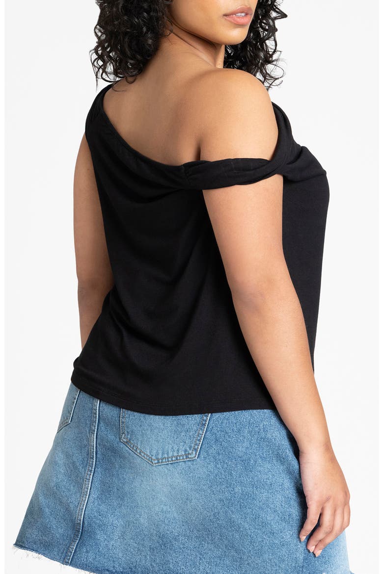 Asym Twist Sleeve Top, Alternate, color, BLACK ONYX