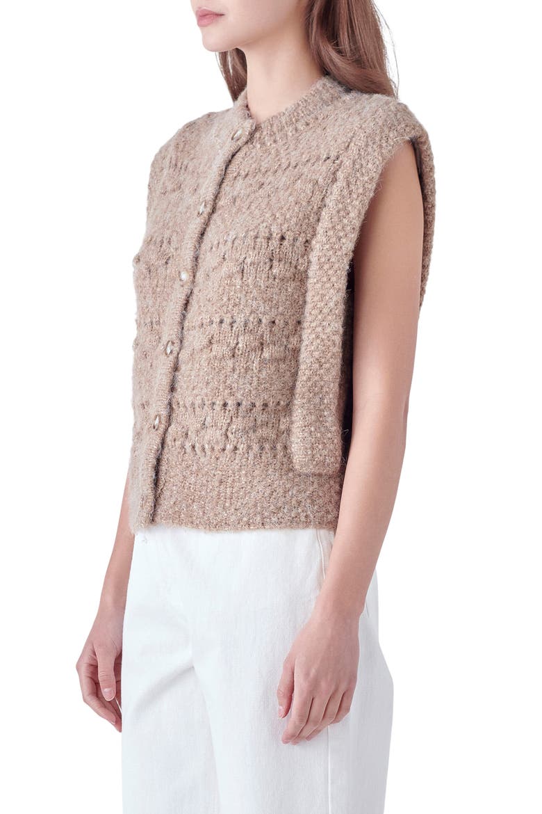 Textured Sweater Vest, Alternate, color, BROWN