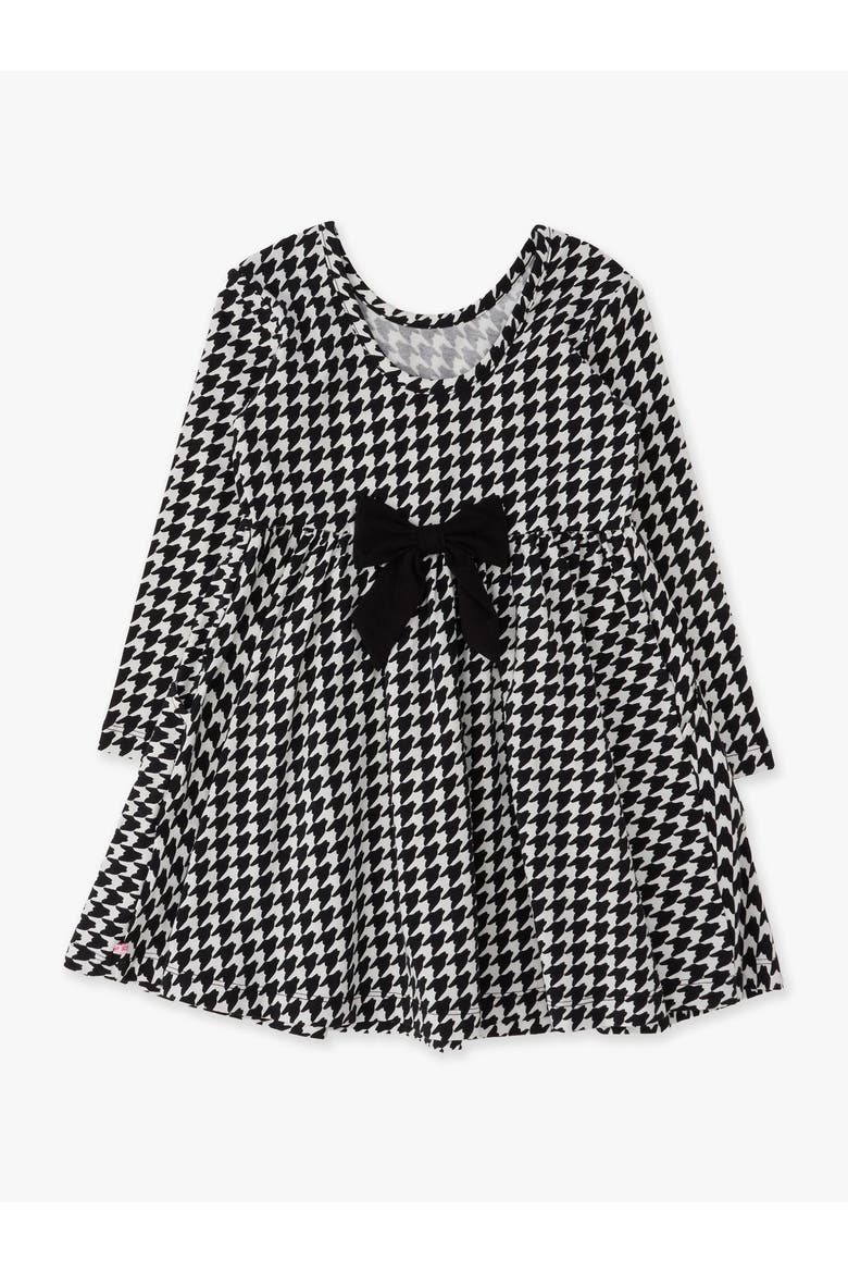 Baby Girls Knit Long Sleeve Twirl Dress, Alternate, color, Black Houndstooth