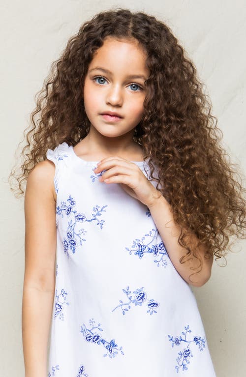 Petite Plume Amelia Brushed Cotton Blend Twill Nightgown In Blue