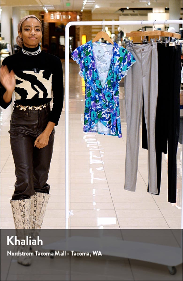 Floral Flutter Sleeve Knit Wrap Top, sales video thumbnail