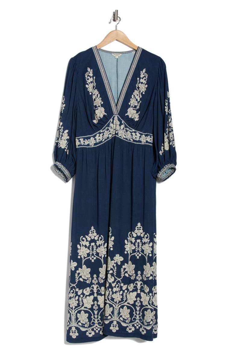 V-Neck Maxi Dress, Alternate, color, SAPPHIRE/ CREAM