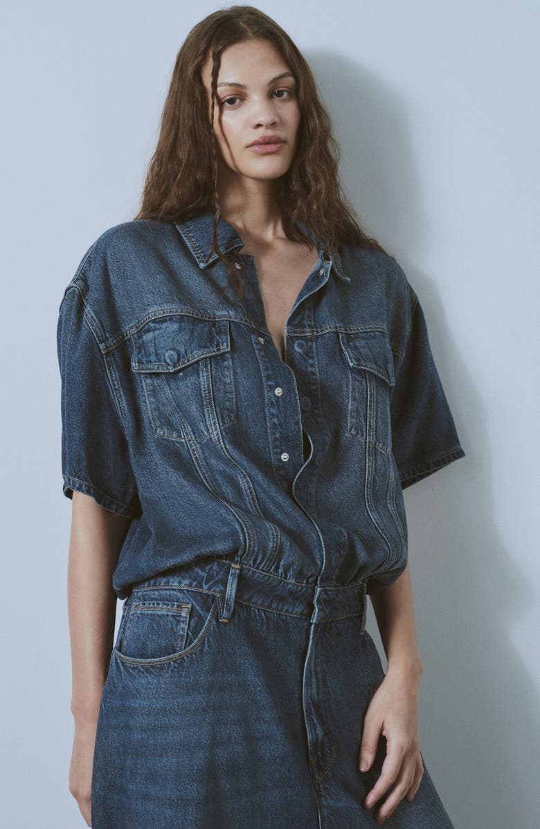 Good American Weightless Denim Jumpsuit, Alternate, color, 