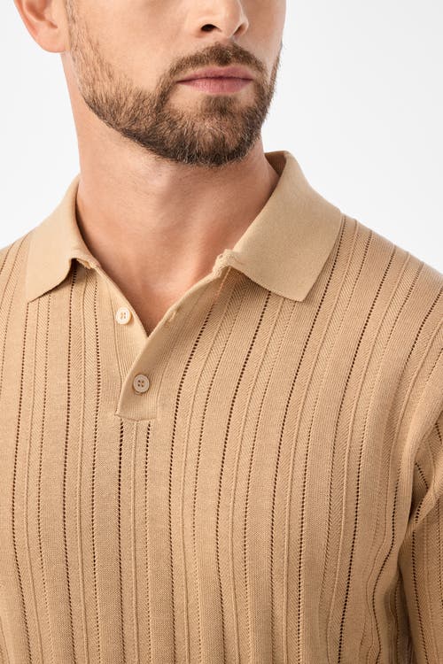 Mr Turk Kensington Short Sleeve Knit Polo In Brown