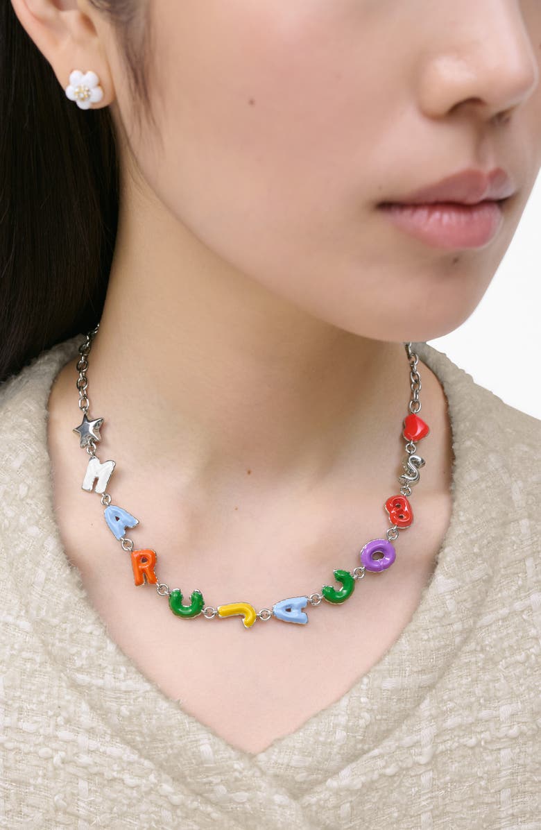 Marc Jacobs MJ Color Ballon Charm Necklace, Alternate, color, Silver Multi