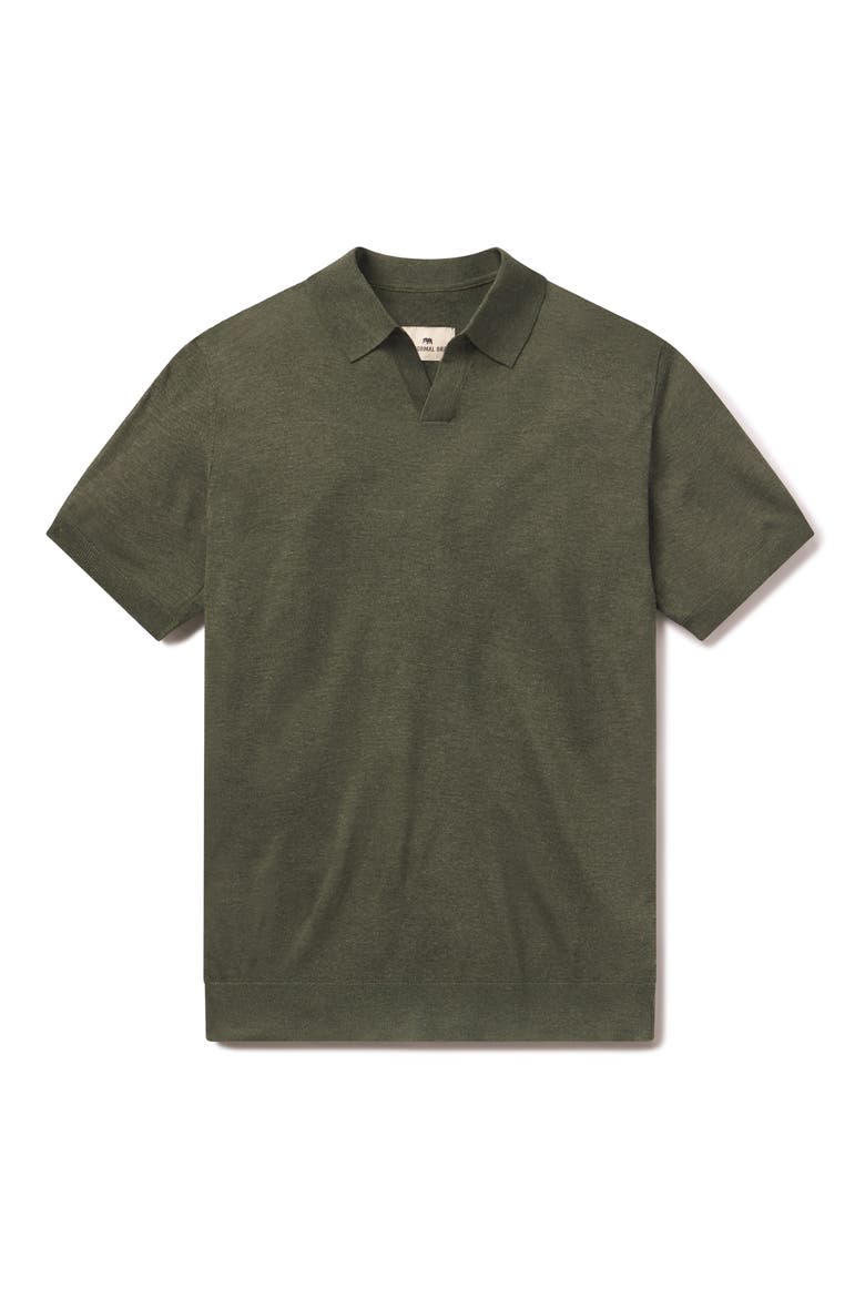 Solid Johnny Collar Polo Sweater, Main, color, OLIVE HEATHER