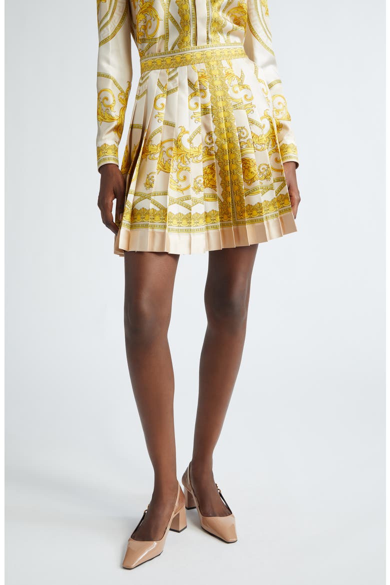 Coupe des Dieux Silk Pleated Skirt, Main, color, 5K520-BEIGE LIGHT BEIGE GOLD