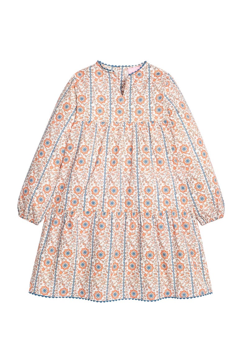 Kids' Long Sleeve Positano Dress, Main, color, Verbier Vines Orange