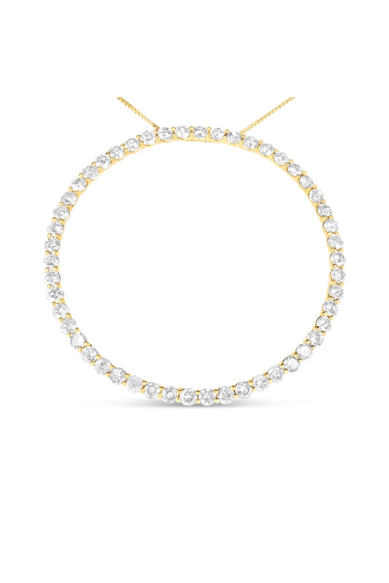 10K Yellow Gold Plated Silver 4 Cttw Diamond Circle Hoop 18" Pendant Necklace, Main, color, Yellow